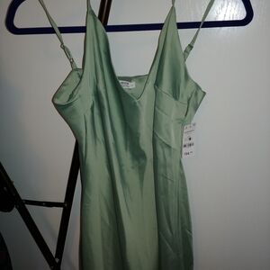 Satin Green Slip Dress